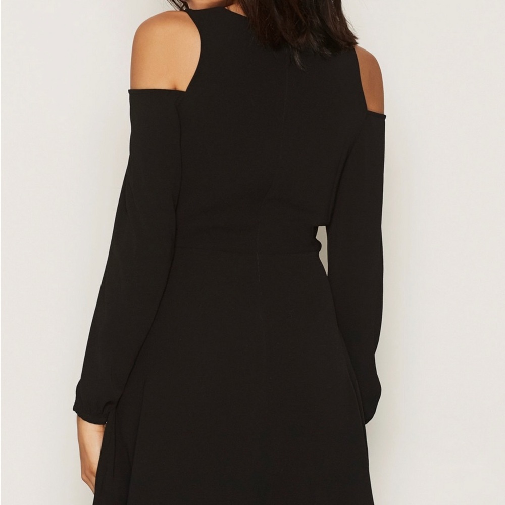 New Look Black Open Shoulder Satin Dress Size 6